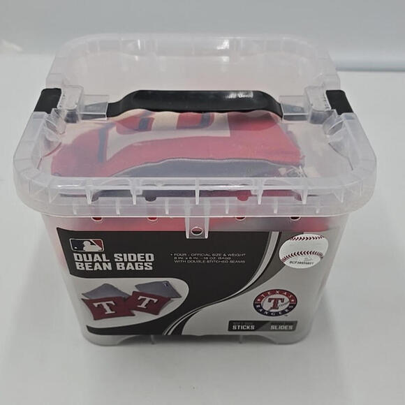 Texas Rangers MLB Dual Sided Bean Bags (SET OF 4)‎ with Case - Picture 1 of 9